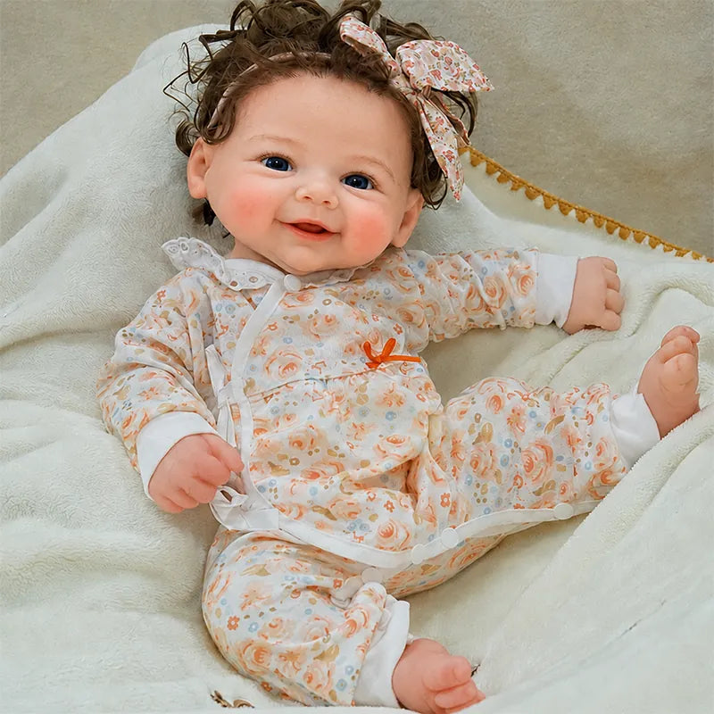 Full Silicone Reborn Baby Doll Resting on a Soft Blanket for Pretend Play, Display, or Gifting 