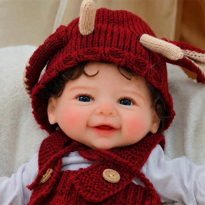 Realistic Full Silicone Reborn Doll featuring soft-touch skin and an adorable happy expression.