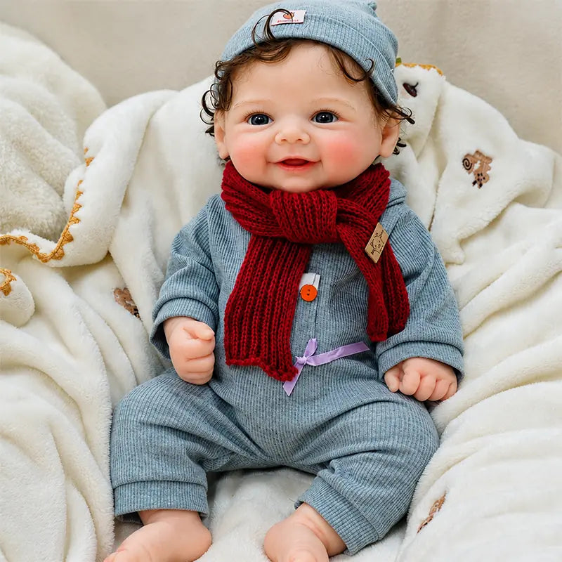 Full Silicone Reborn Baby Doll Resting on a Soft Blanket for Pretend Play and Photography