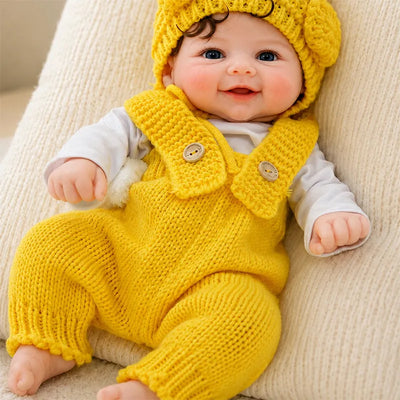 Full Silicone Reborn Baby Doll with Bright Blue Eyes, Rosy Cheeks, and Tiny Detailed Hands