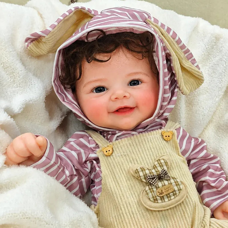 Full Silicone Reborn Baby Doll with Lifelike Features and an Adorable Smiling Expression