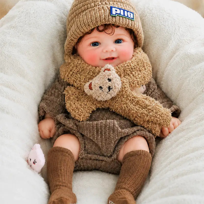 Full Silicone Reborn Baby Doll with Lifelike Features and an Adorable Smiling Expression