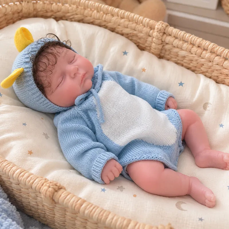 Full Silicone Reborn Baby Doll – Lifelike sleeping expression with realistic newborn details