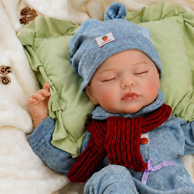 Sleeping reborn baby doll with realistic baby details, perfect for nursery display, photography props, pretend play, or heartfelt gifting.