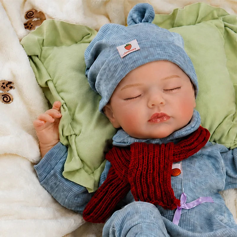 Sleeping reborn baby doll with realistic baby details, perfect for nursery display, photography props, pretend play, or heartfelt gifting.